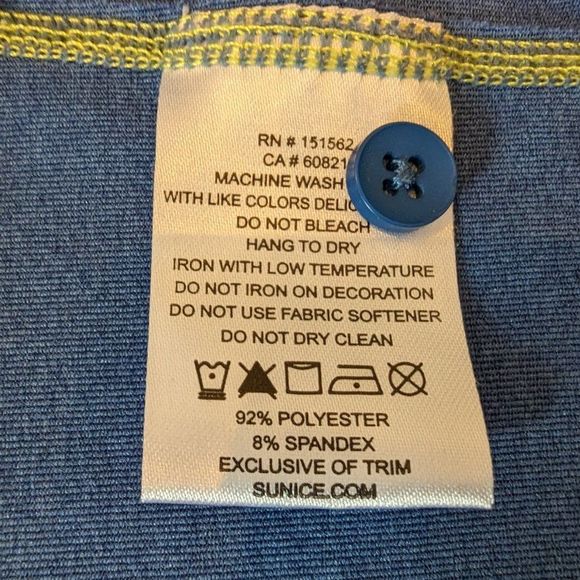 Sunice Blue and Green lined Short Sleeve 1/4 button up collard shirt Unisex - Picture 8 of 11